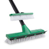Floor Scrub Brush, 2 in 1 Scrubber Brushes with Long Handle and V-Shape Small Brush