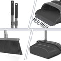 Upgrade Broom and Dustpan Set, Large Size and Stiff Broom Dust pan with Long Handle