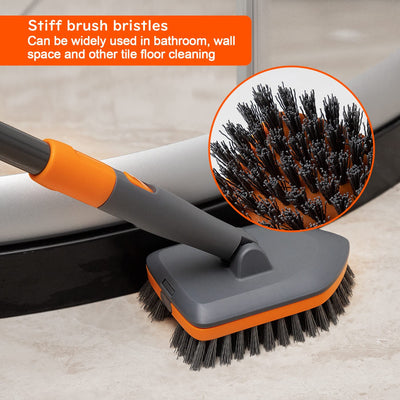 Tile Tub Scrubber Brush with 3 Different Function Cleaning Heads and 56" Extendable Long Handle
